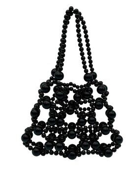 MMs Brands Black Beaded Shoulder Bag